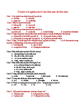 Câu hỏi trắc nghiệm Hóa học 8 theo bốn mức độ kiến thức